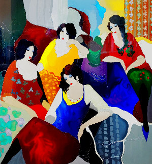 Social Hour 2004 49x49 - Huge Limited Edition Print - Itzchak Tarkay Social Hour 2004 49x49 - Huge Limited Edition Print - Itzchak Tarkay