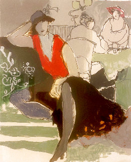 Woman Seated in Panama 1985 Limited Edition Print - Itzchak Tarkay Woman Seated in Panama 1985 Limited Edition Print - Itzchak Tarkay
