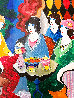 Untitled Ladies at Tea Painting 30x40 - Huge Original Painting by Itzchak Tarkay - 1