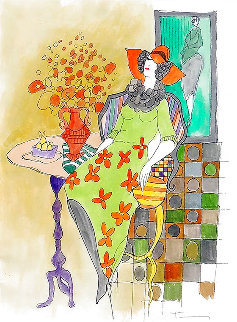 Lady with Vase EA Limited Edition Print - Itzchak Tarkay