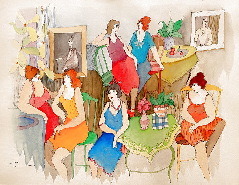 Chat Room Watercolor 2005 Watercolor - Itzchak Tarkay