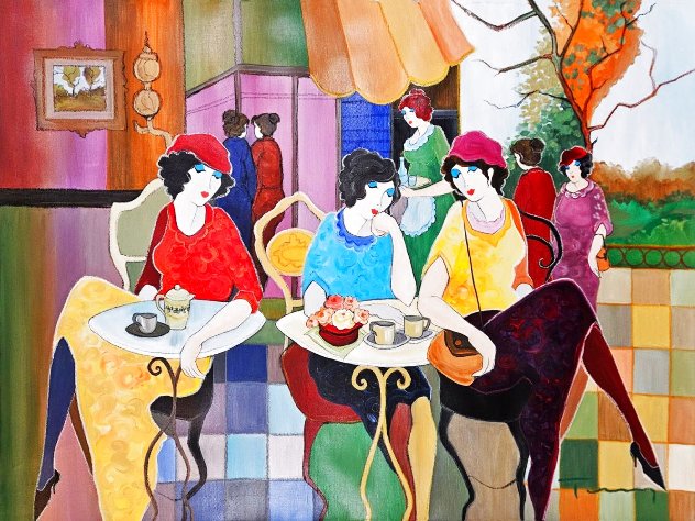 Cafe Tamar 2000 30x40 - Huge Painting Original Painting by Itzchak Tarkay