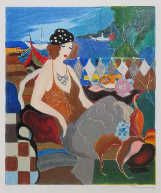Lady By The Seaside AP Limited Edition Print by Itzchak Tarkay