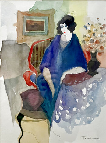 Untitled Watercolor 22x20 Watercolor - Itzchak Tarkay