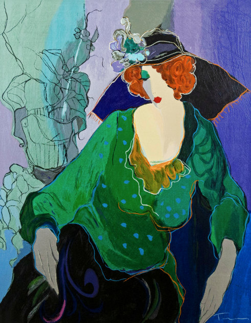 Jeannine with Flowered Hat 1998 - Huge Limited Edition Print by Itzchak Tarkay