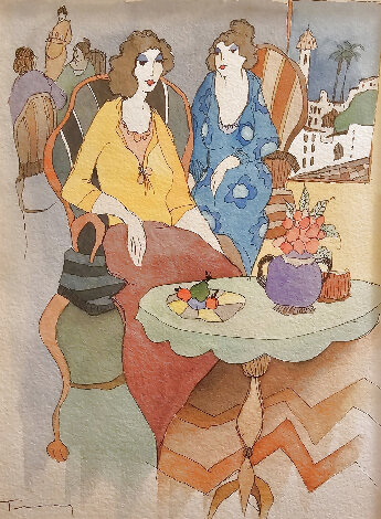 Afternoon Tea 2 Watercolor - Itzchak Tarkay