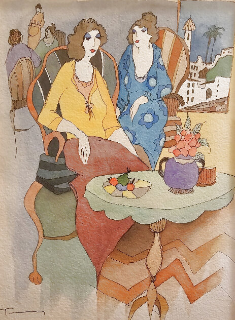 Afternoon Tea 2 Watercolor by Itzchak Tarkay