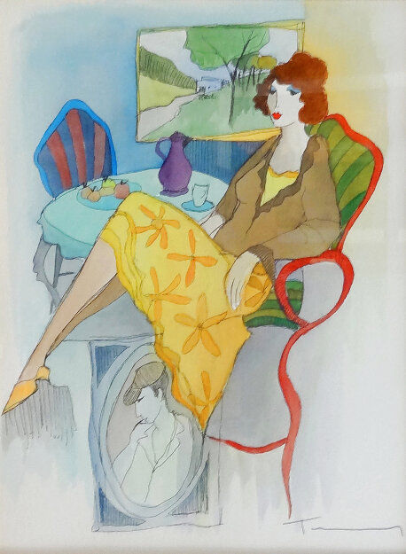 Yesterdays Memory Watercolor 2005 27x24 Watercolor - Itzchak Tarkay