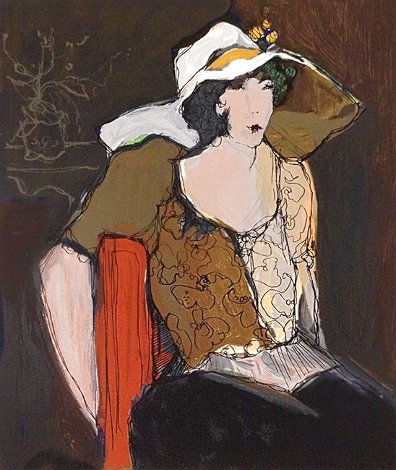 Woman in White Hat Limited Edition Print - Itzchak Tarkay