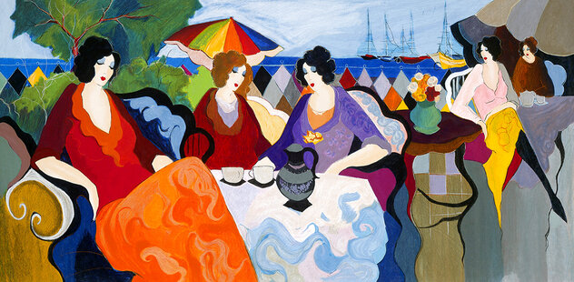 Holiday in Cannes 1990 - Huge - France 40x64 Limited Edition Print by Itzchak Tarkay Holiday in Cannes 1990 - Huge - France 40x64 Limited Edition Print by Itzchak Tarkay