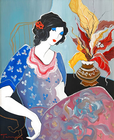 Untitled Portrait 29x25 - Acrylic on Canvas Original Painting - Itzchak Tarkay