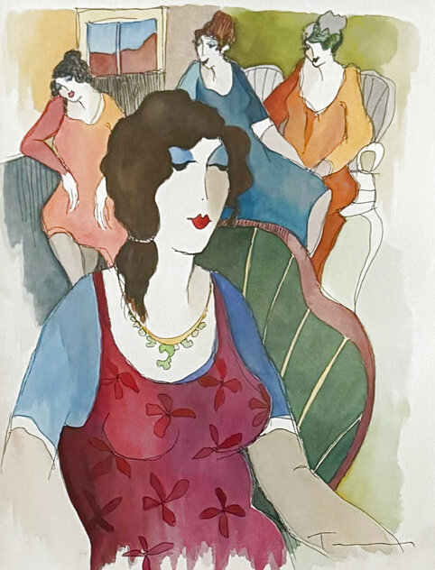 In the Past 2017 24x22 - Watercolor by Itzchak Tarkay