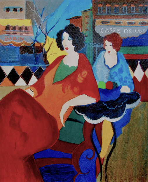 From the Normandy Suite: Cafe De Luc - France Limited Edition Print - Itzchak Tarkay