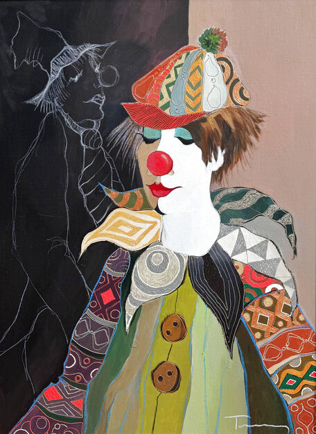 Big Top Bigtime #3 2007 - Framed Acrylic on Canvas - Huge 47x36 Original Painting - Itzchak Tarkay