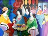 Cafe Bella 2000 35x45 - Framed Acrylic on Canvas - Huge Original Painting by Itzchak Tarkay - 3