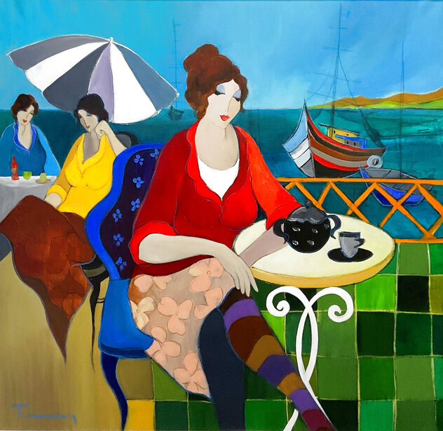 Nantucket for Tea 2006 45x45 - Framed Acrylic on Canvas - Huge - Massachusetts by Itzchak Tarkay