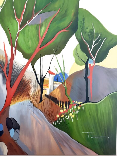 Paysage Acrylic on Canvas 33x25 by Itzchak Tarkay