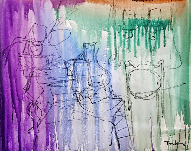 Untitled Abstract II 1994 40x32 Acrylic on Canvas - Huge by Itzchak Tarkay