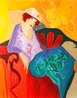 Seated Lady with Hat - Huge - 36x50 Limited Edition Print by Itzchak Tarkay - 0
