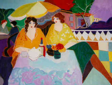 On the Terrace 40x30 Limited Edition Print - Itzchak Tarkay On the Terrace 40x30 Limited Edition Print - Itzchak Tarkay