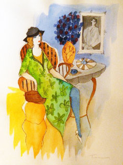 Untitled Watercolor 1990 32x38 Watercolor - Itzchak Tarkay Untitled Watercolor 1990 32x38 Watercolor - Itzchak Tarkay