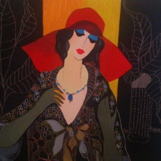 Red Hat Limited Edition Print - Itzchak Tarkay Red Hat Limited Edition Print - Itzchak Tarkay
