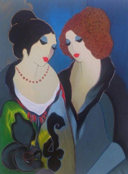 Gossiping by Itzchak Tarkay - For Sale on Art Brokerage