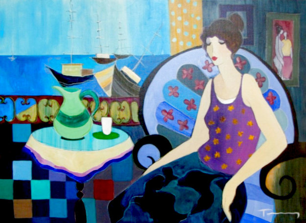 Summer Fun 2005 34x44 Huge Original Painting - Itzchak Tarkay
