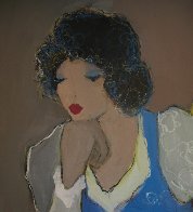 Women in Blue 44x36 Super Huge Original Painting by Itzchak Tarkay - 3 Women in Blue 44x36 Super Huge Original Painting by Itzchak Tarkay - 3