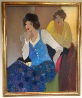 Women in Blue 44x36 Super Huge Original Painting by Itzchak Tarkay - 1 Women in Blue 44x36 Super Huge Original Painting by Itzchak Tarkay - 1