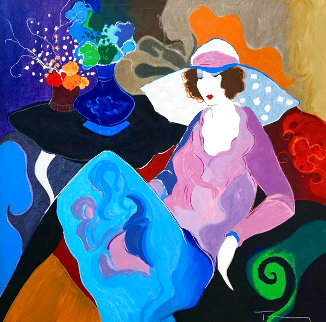 Loveliness (Also Known As Chapeau Rose) 1997 47x47 Limited Edition Print - Itzchak Tarkay