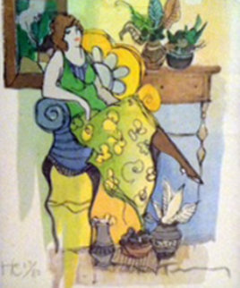Leafy Dreams 2001 Limited Edition Print - Itzchak Tarkay Leafy Dreams 2001 Limited Edition Print - Itzchak Tarkay
