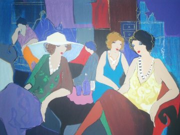 Cafe Chat 40x46 Limited Edition Print - Itzchak Tarkay Cafe Chat 40x46 Limited Edition Print - Itzchak Tarkay