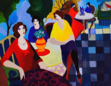 Relaxing At the Cafe 2005 Limited Edition Print - Itzchak Tarkay Relaxing At the Cafe 2005 Limited Edition Print - Itzchak Tarkay