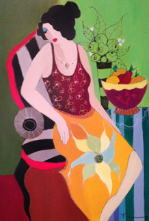 Four Fruits 2005 47x37 Original Painting - Itzchak Tarkay Four Fruits 2005 47x37 Original Painting - Itzchak Tarkay