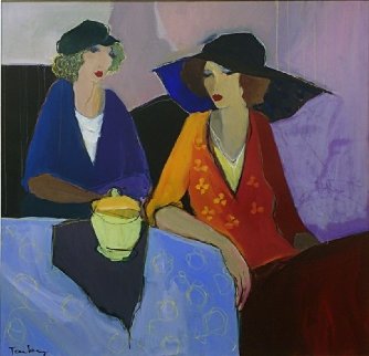Table For Two 38x38 Original Painting - Itzchak Tarkay Table For Two 38x38 Original Painting - Itzchak Tarkay