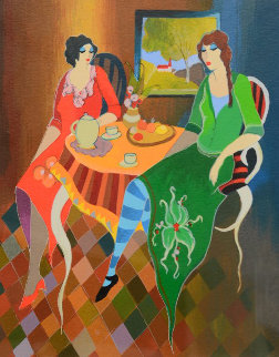 Telling Stories 2005 Limited Edition Print - Itzchak Tarkay Telling Stories 2005 Limited Edition Print - Itzchak Tarkay