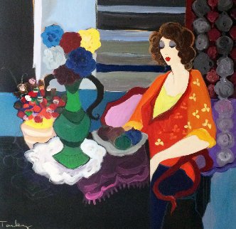 Feelings 1990 51x51 Huge Original Painting - Itzchak Tarkay Feelings 1990 51x51 Huge Original Painting - Itzchak Tarkay