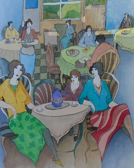 Dinner At the Club #10 Watercolor 33x29 Watercolor by Itzchak Tarkay Dinner At the Club #10 Watercolor 33x29 Watercolor by Itzchak Tarkay
