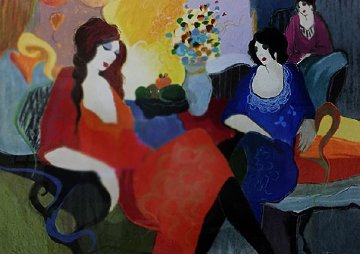 Two Ladies And a Friend AP Limited Edition Print - Itzchak Tarkay Two Ladies And a Friend AP Limited Edition Print - Itzchak Tarkay