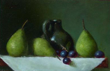 Seckle Pears 12x14 Original Painting - Louis Tedesco Seckle Pears 12x14 Original Painting - Louis Tedesco