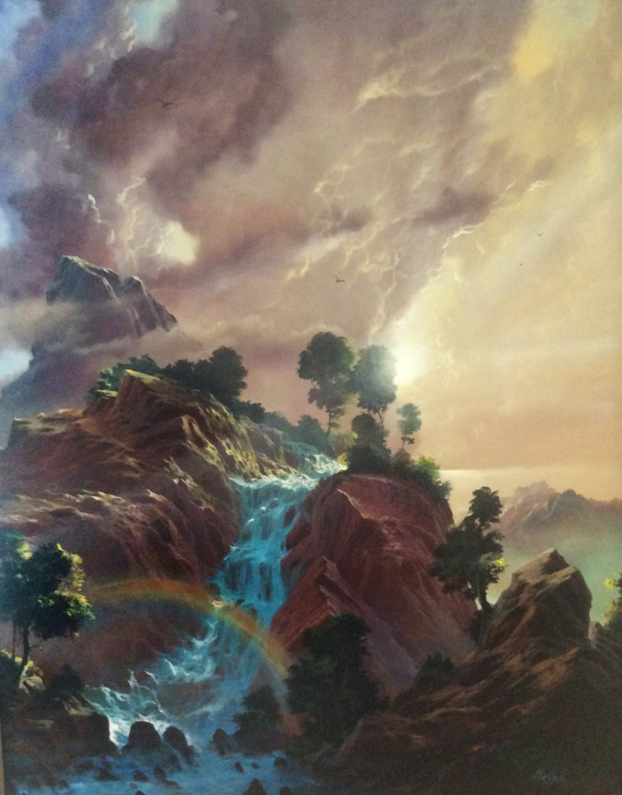 Rainbow Cascades 53x43 Huge - Washington Original Painting by Dale Terbush
