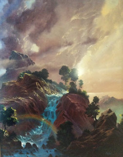 Rainbow Cascades 53x43 Huge - Washington Original Painting - Dale Terbush