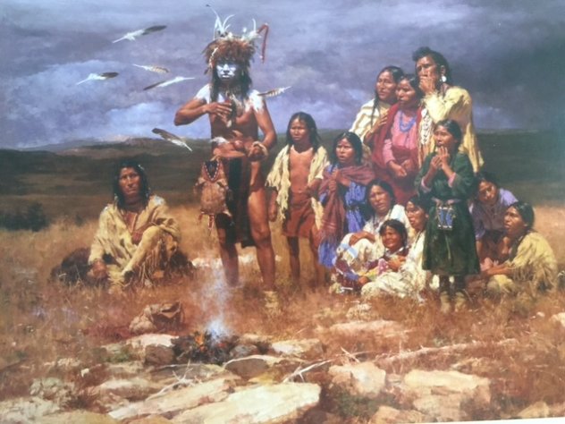 Shaman And His Magic Feathers 2006 Limited Edition Print by Howard Terpning