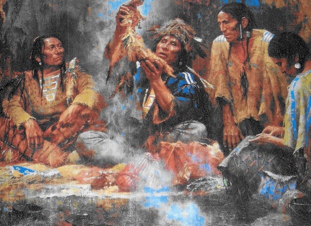 Opening the Sacred Bundle 1995 Limited Edition Print by Howard Terpning Opening the Sacred Bundle 1995 Limited Edition Print by Howard Terpning