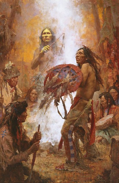Transferring the Medicine Shield  AP Limited Edition Print by Howard Terpning