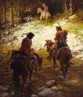 Crossing Medicine Lodge Creek 1980 Limited Edition Print - Howard Terpning Crossing Medicine Lodge Creek 1980 Limited Edition Print - Howard Terpning