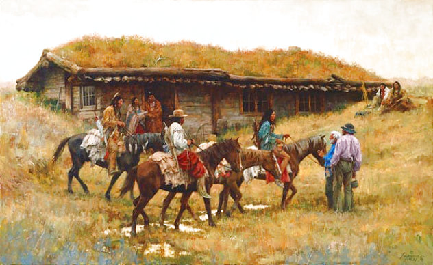 Trading Post 1995 Limited Edition Print by Howard Terpning