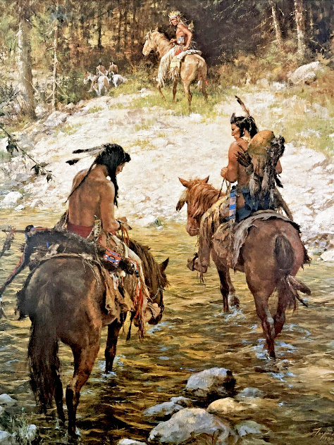 Crossing Medicine Lodge Creek 1982 - Kansas Limited Edition Print by Howard Terpning
