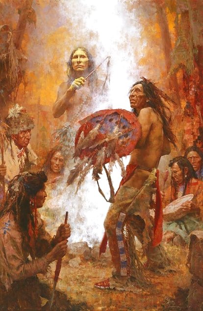 Transferring the Medicine Shield 1991 Limited Edition Print by Howard Terpning
